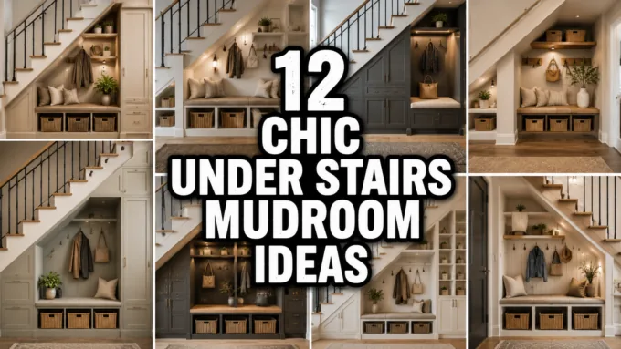 Chic Mudroom Under Stairs Ideas