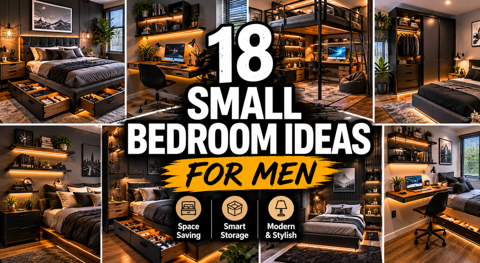 18 Space-Saving Small Bedroom Ideas for Men That Maximize Style & Storage