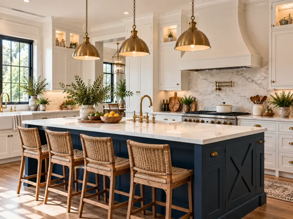 Navy Blue Kitchen Island - modern farmhouse kitchen ideas