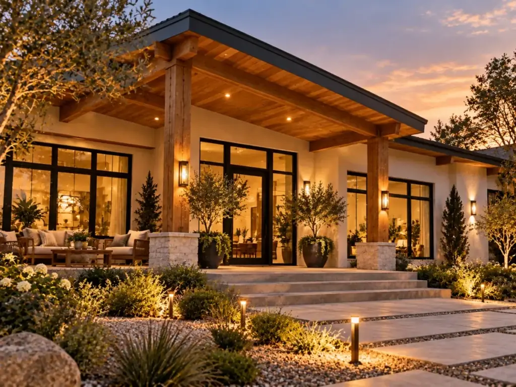 Bungalow with Exposed Timber Beams - modern bungalow designs