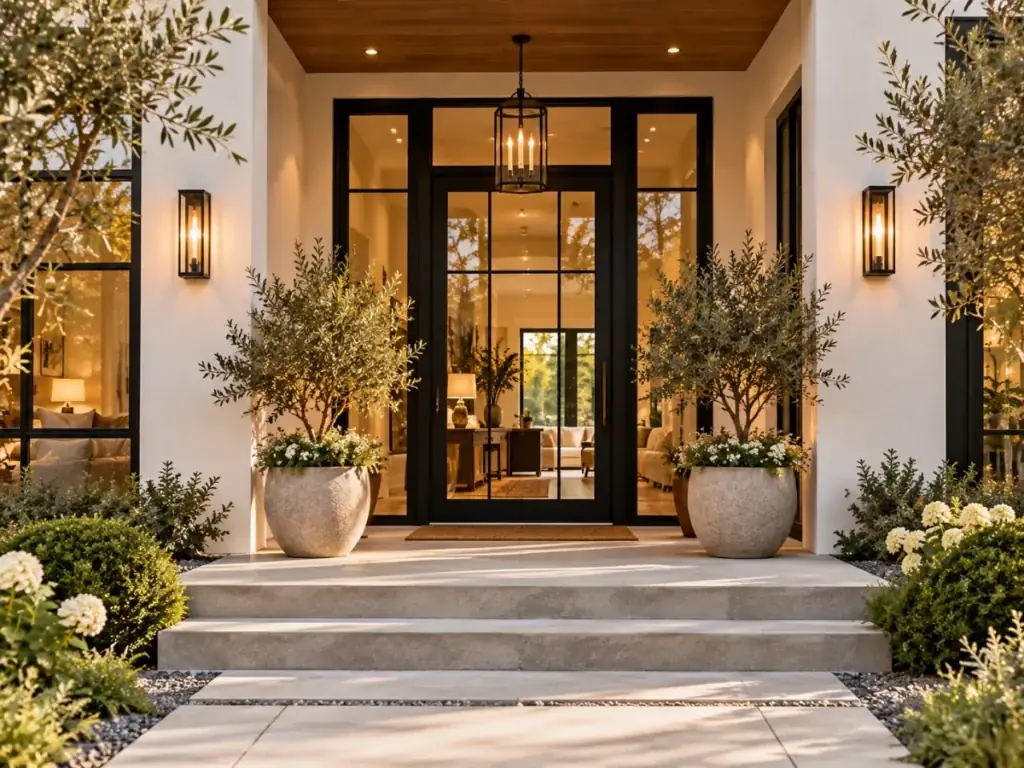 Bungalow with Glass Front Door - modern bungalow designs