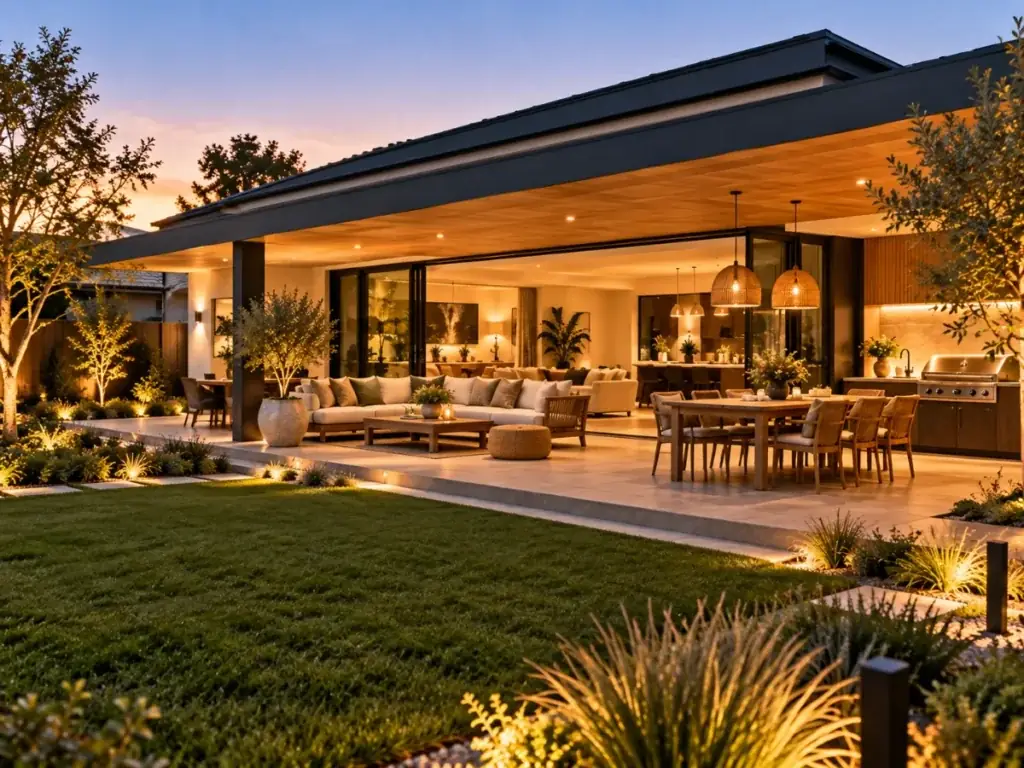 Bungalow with Outdoor Living Patio - modern bungalow designs