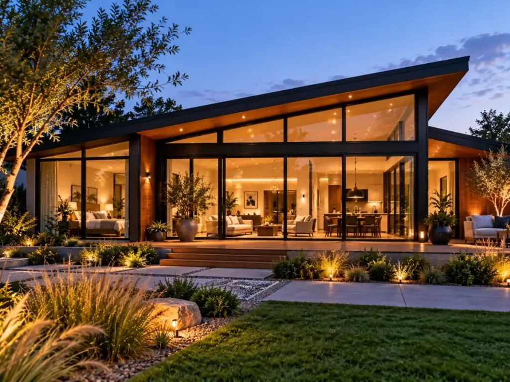 Bungalow with Floor-to-Ceiling Windows - modern bungalow designs