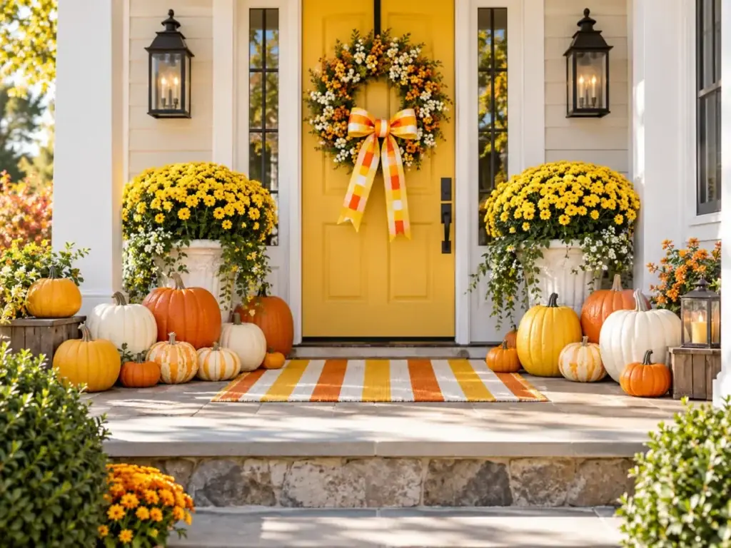 Candy Corn Color Palette - halloween front door decor ideas
