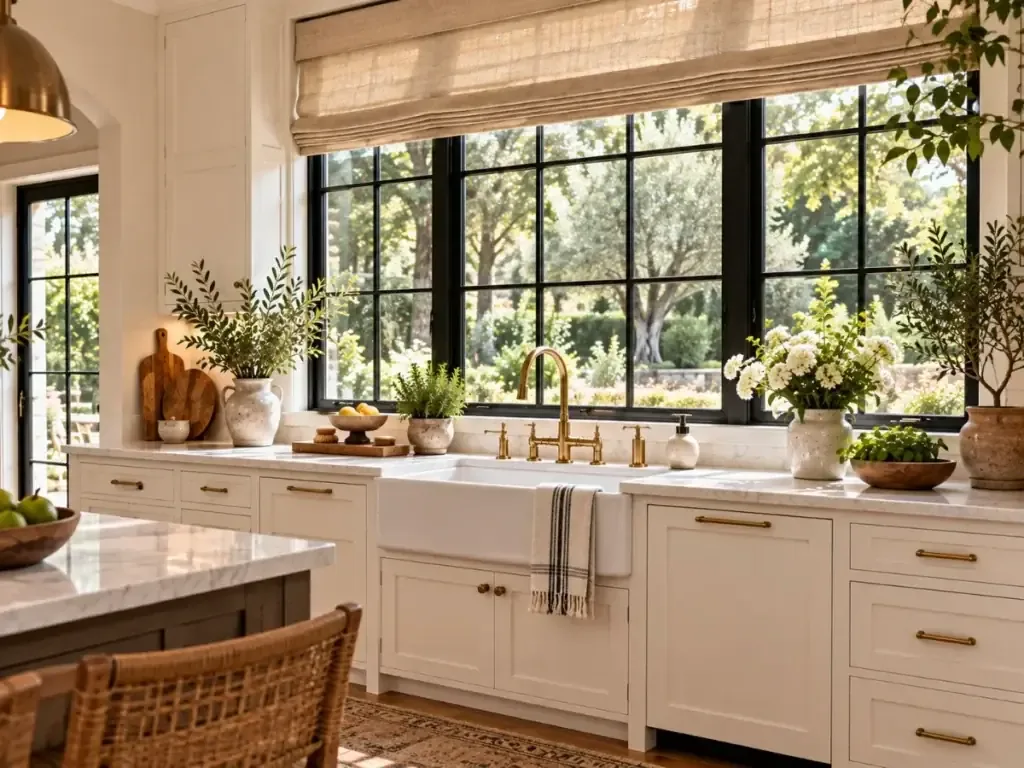 Black Kitchen Window Frames - modern farmhouse kitchen ideas