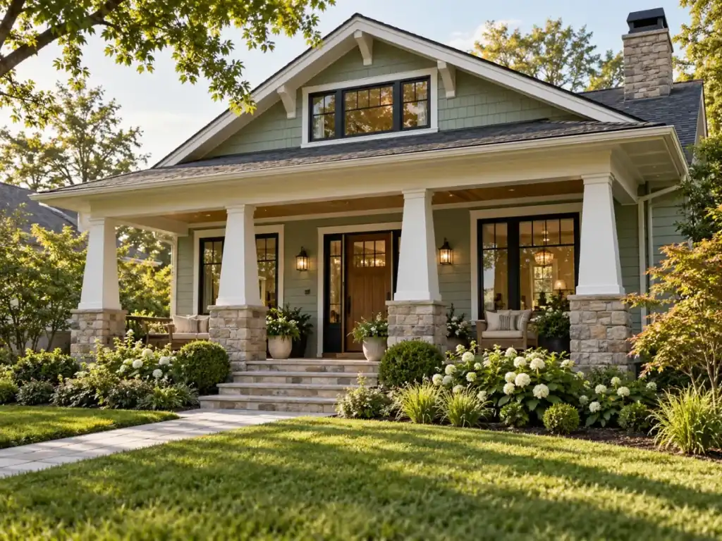 Craftsman Bungalow with Tapered Columns - modern bungalow designs