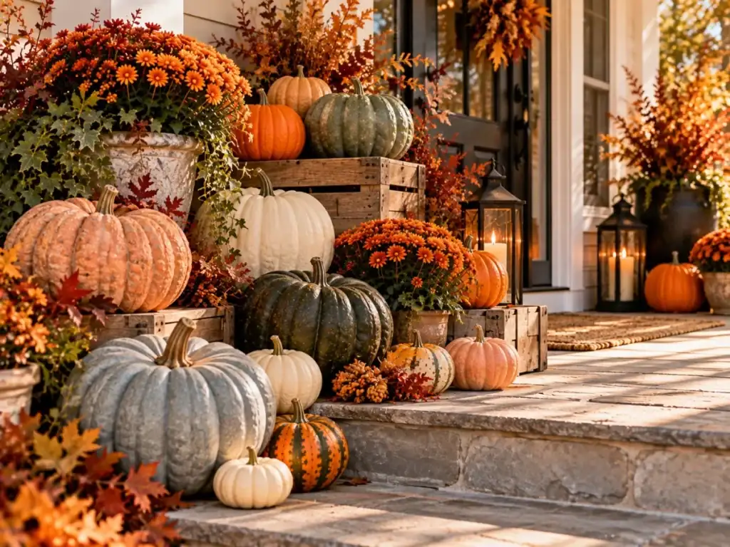 Heirloom Pumpkin Collection - fall front porch decor ideas