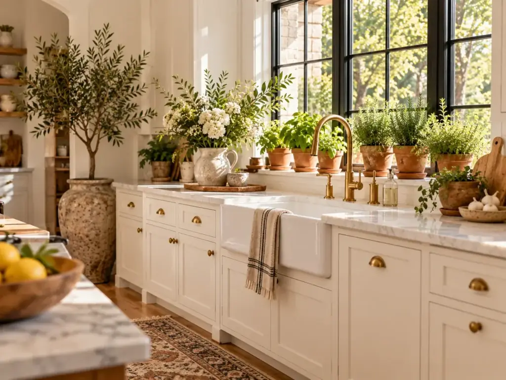Fresh Greenery and Herb Garden - modern farmhouse kitchen ideas