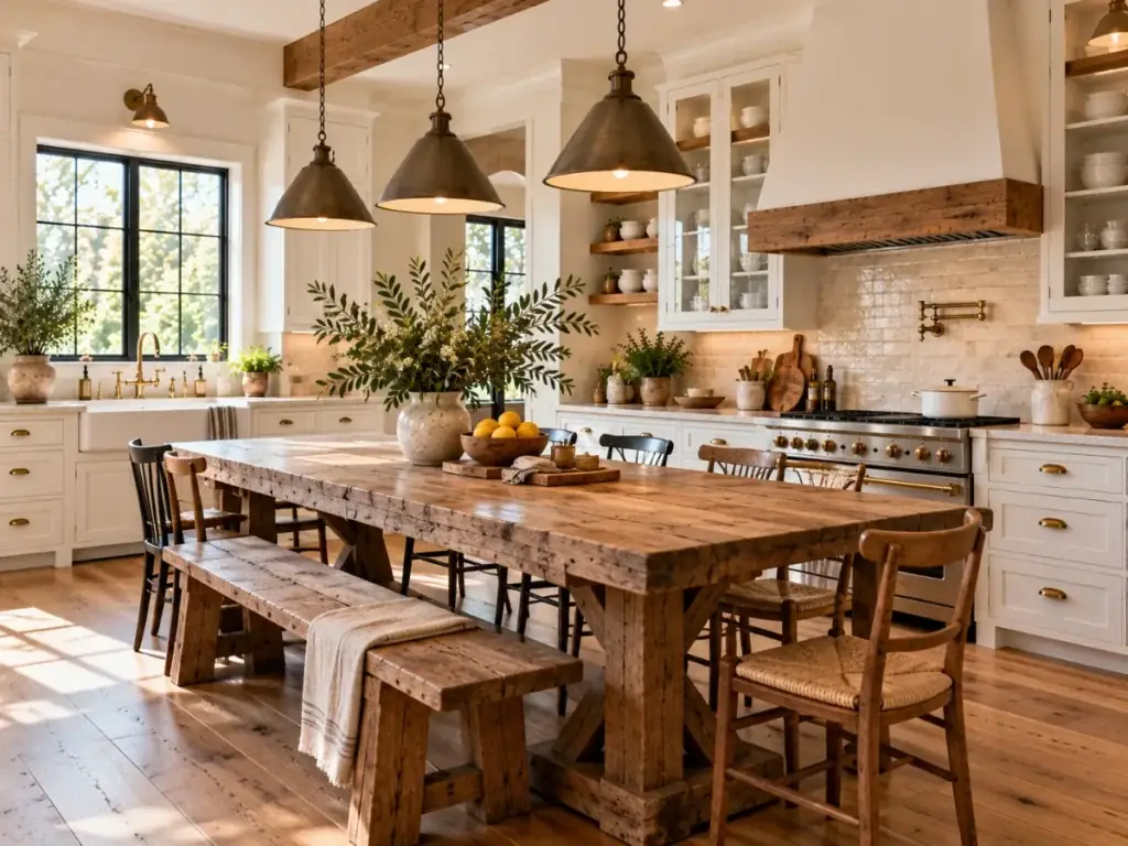 Farmhouse Dining Table Island - modern farmhouse kitchen ideas