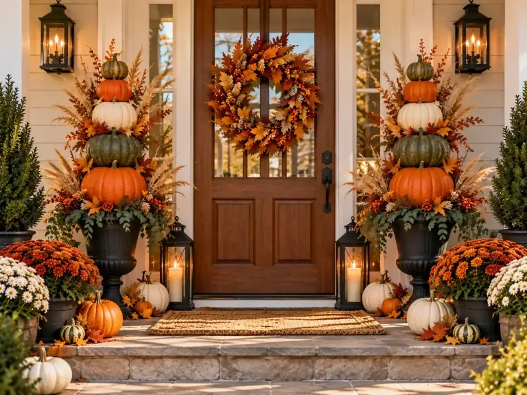 Pumpkin Topiary - fall front porch decor ideas