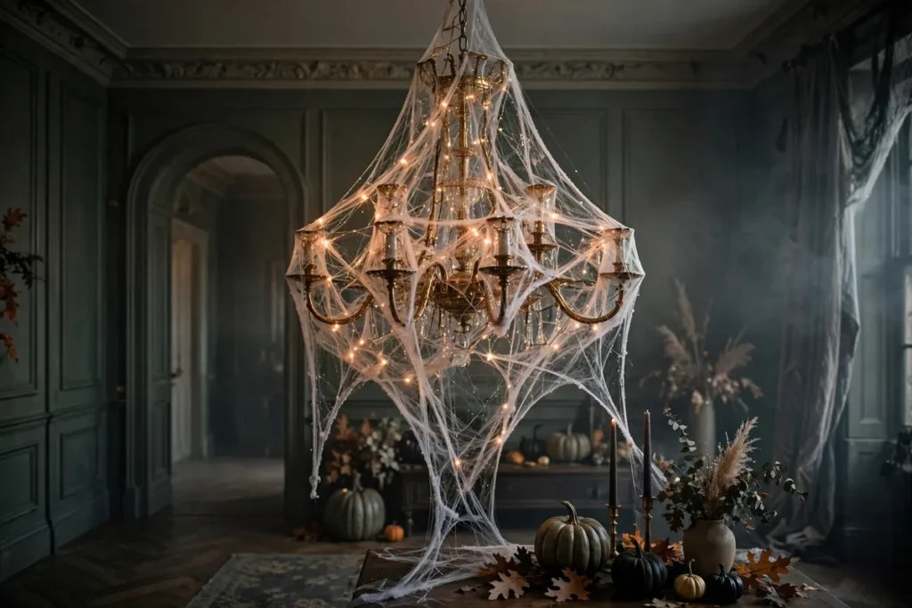 Cobweb Chandelier - indoor halloween decor ideas