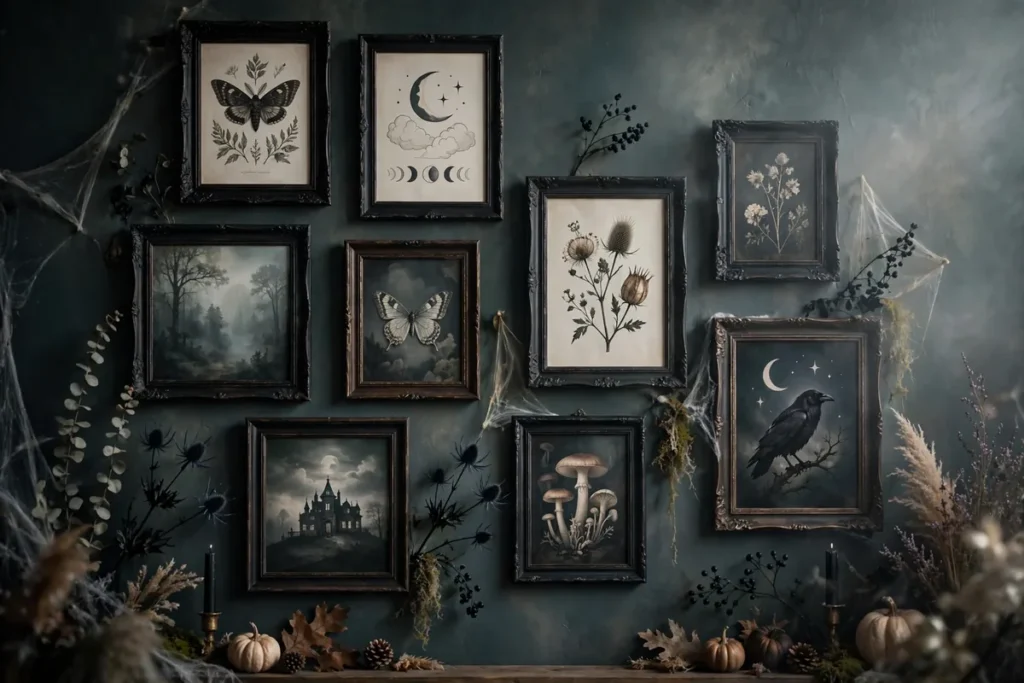 Haunted Gallery Wall - indoor halloween decor ideas