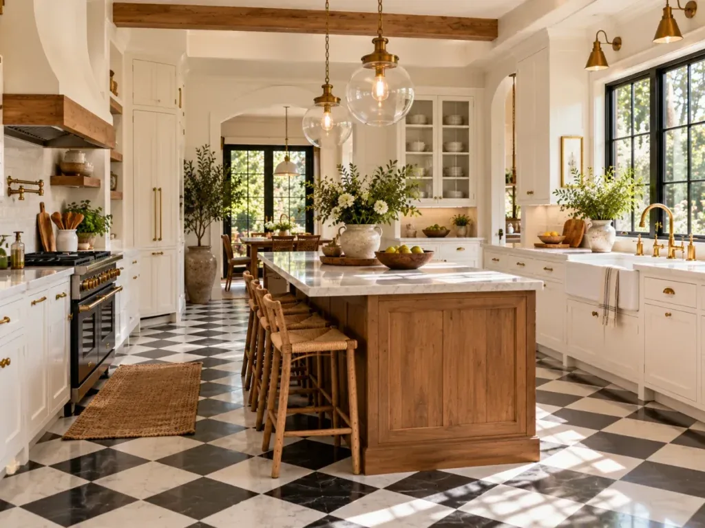 Patterned Tile Floor - modern farmhouse kitchen ideas