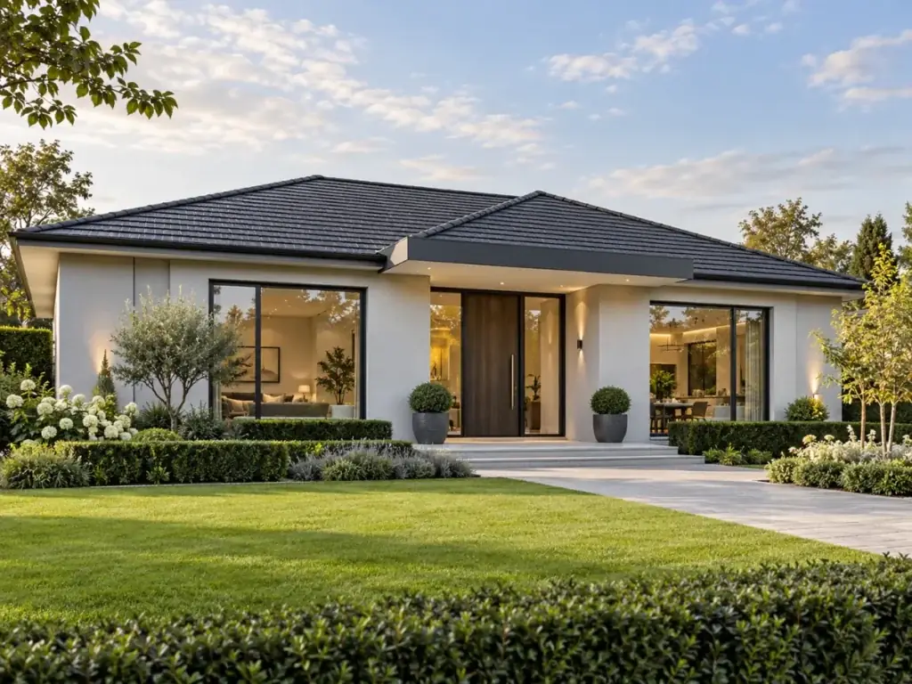Hip Roof Contemporary Bungalow - modern bungalow designs