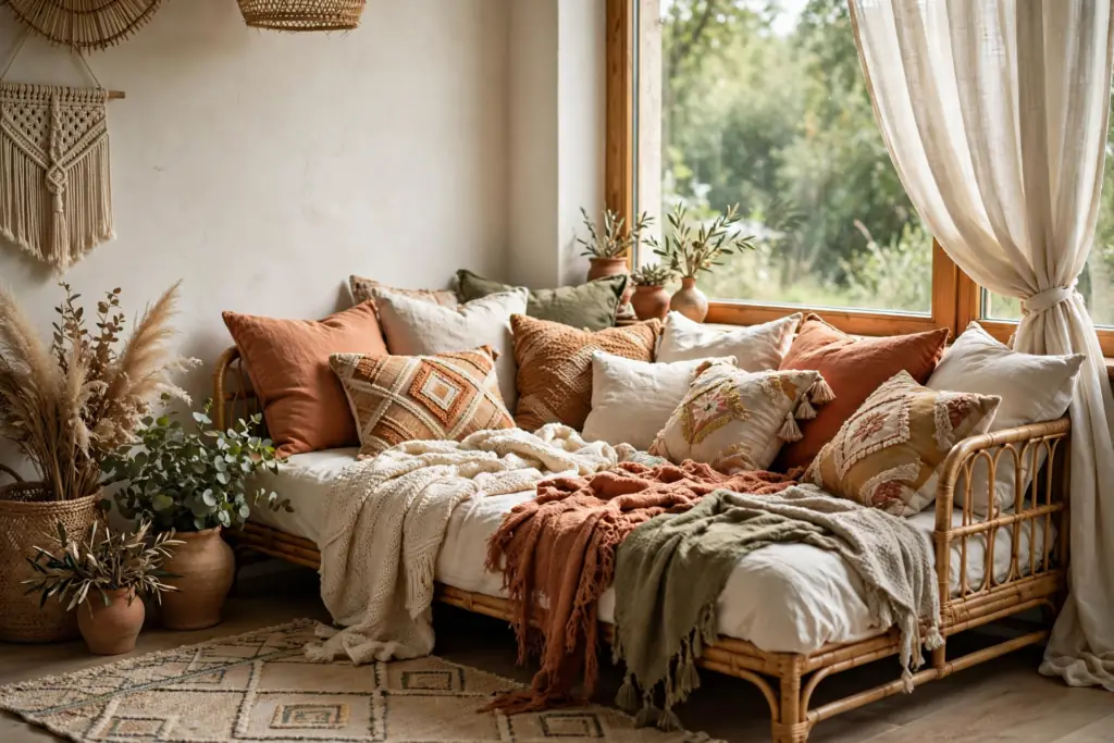Cozy Daybed Lounge - boho living room decor ideas