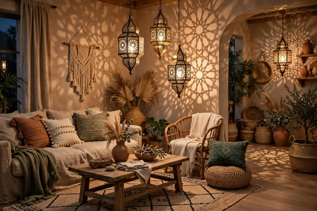 Moroccan Inspired Lanterns - boho living room decor ideas