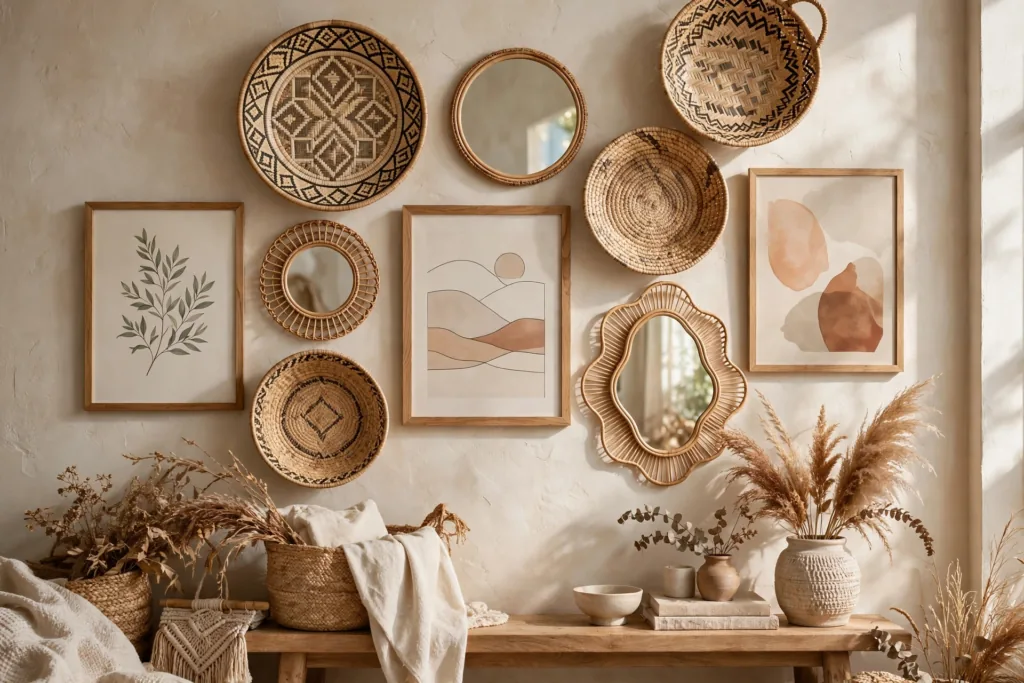 Bohemian Gallery Wall - boho living room decor ideas