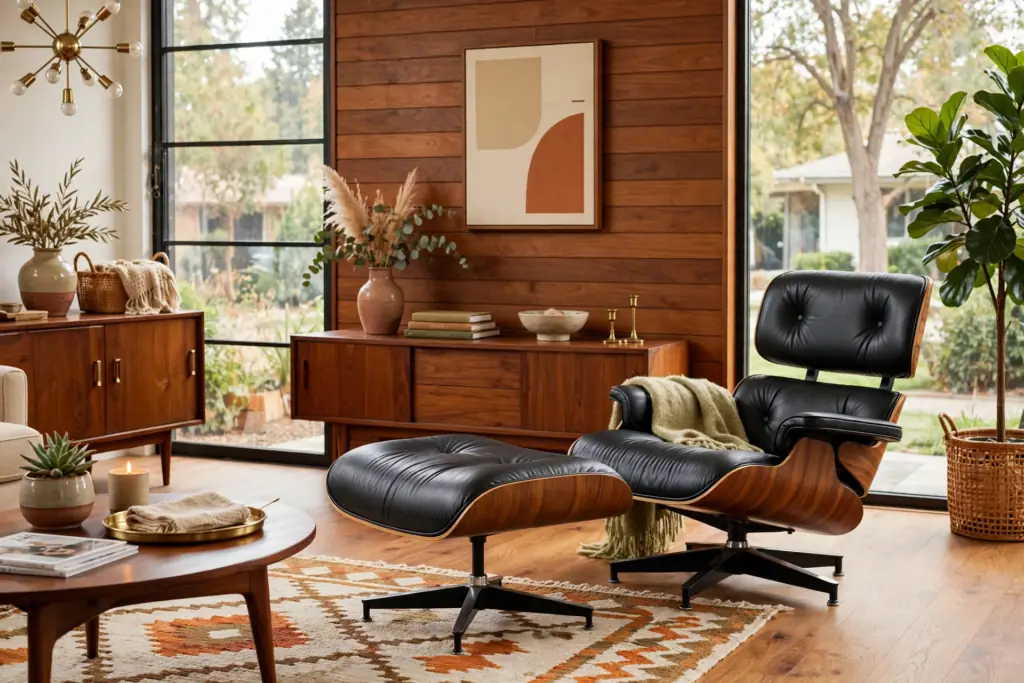 Iconic Lounge Chair Statement - mid century modern living room decor ideas