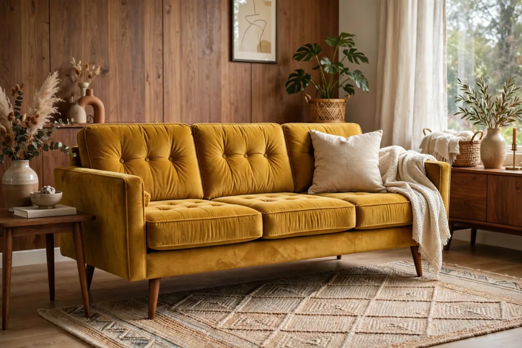 Tapered Leg Sofa - mid century modern living room decor ideas