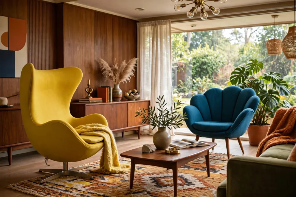 Statement Accent Chairs - mid century modern living room decor ideas