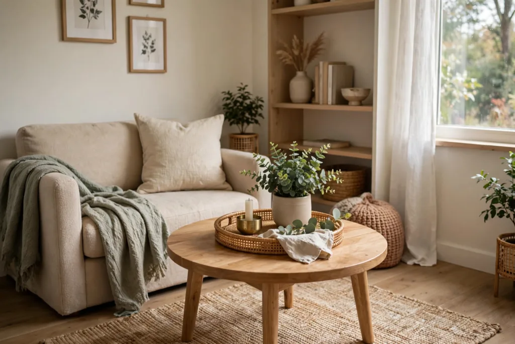 Compact Round Coffee Table - small living room decor ideas
