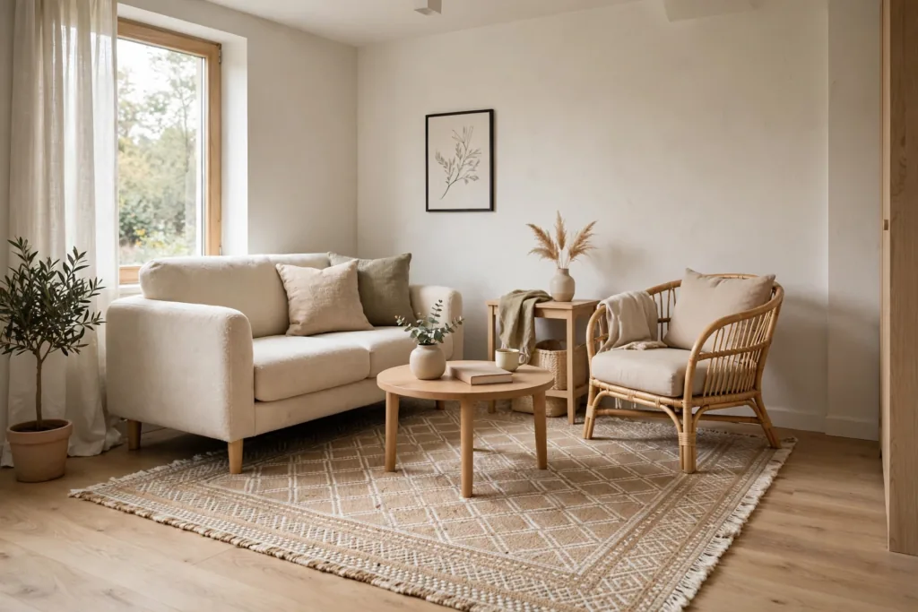 Small-Scale Patterned Rug - small living room decor ideas