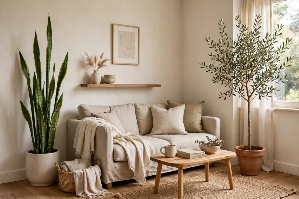 Tall Plants for Height - small living room decor ideas