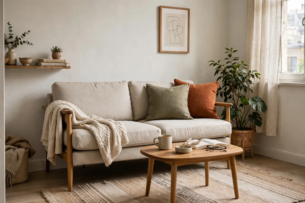 Apartment-Sized Sofa - small living room decor ideas