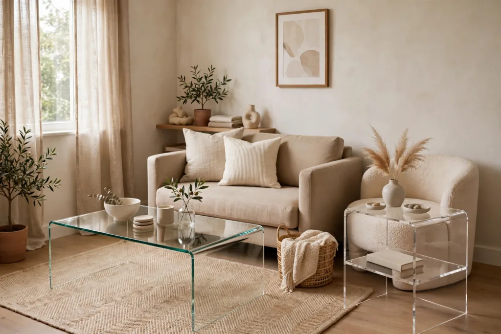Glass and Acrylic Furniture - small living room decor ideas