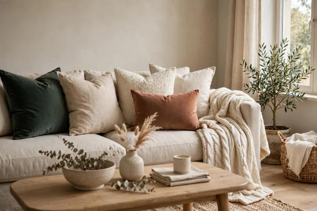 Cozy Throw Pillow Styling - living room decor ideas
