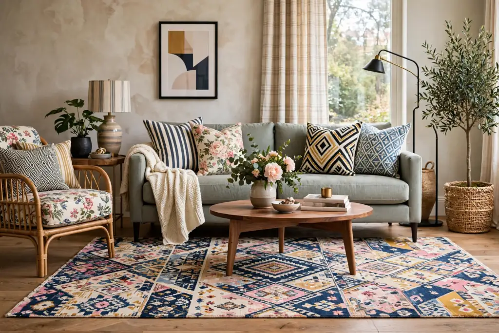 Pattern Mixing with Confidence - living room decor ideas