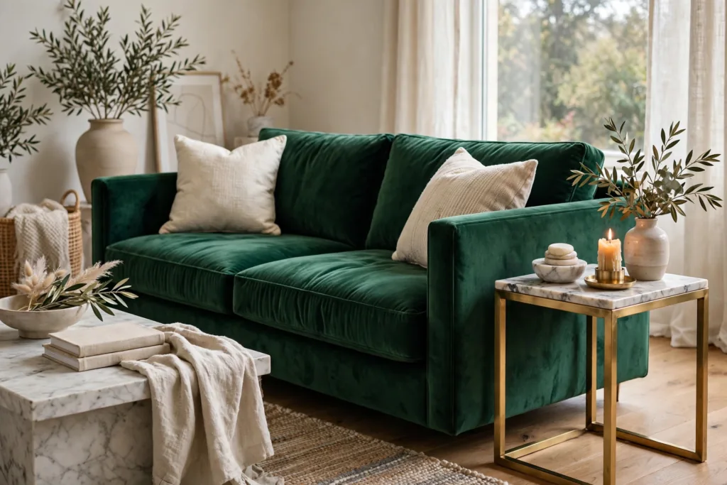 Velvet Sofa Statement - living room decor ideas