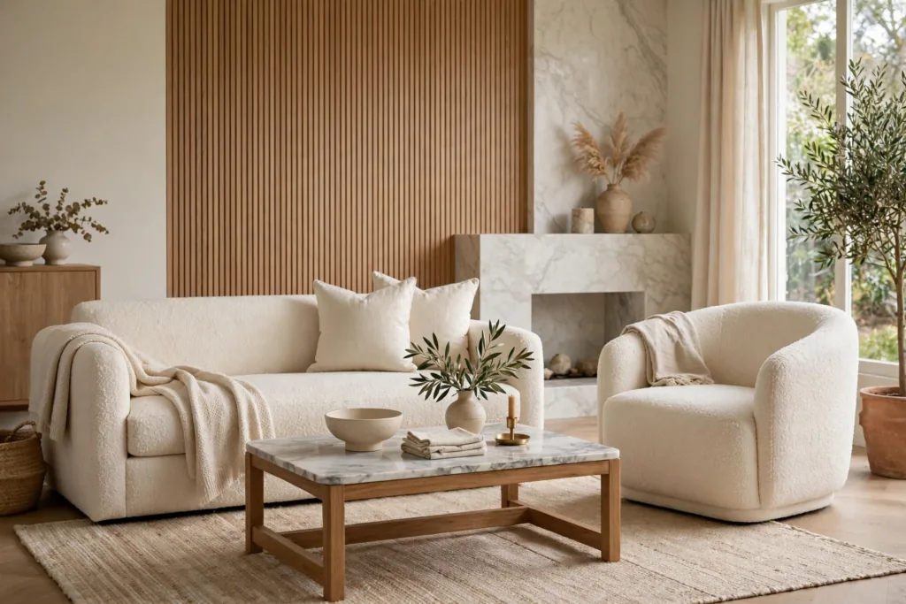 Soft Bouclé Furniture - living room decor ideas