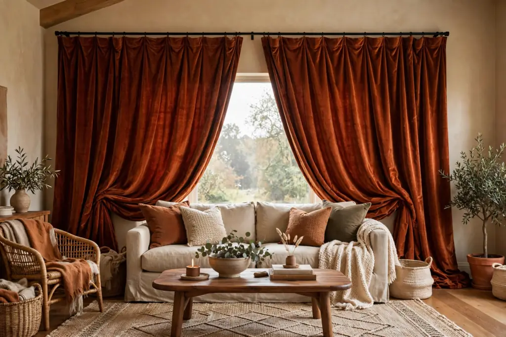 Heavy Drapery - cozy living room ideas