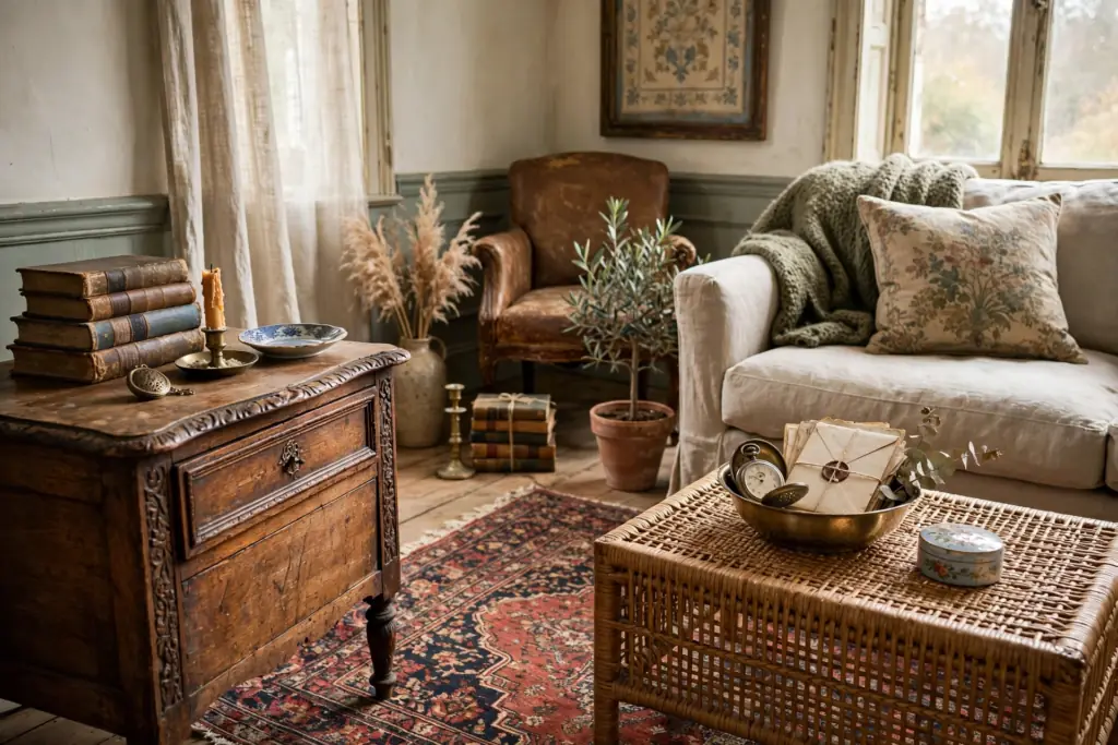Vintage and Collected Pieces - cozy living room ideas