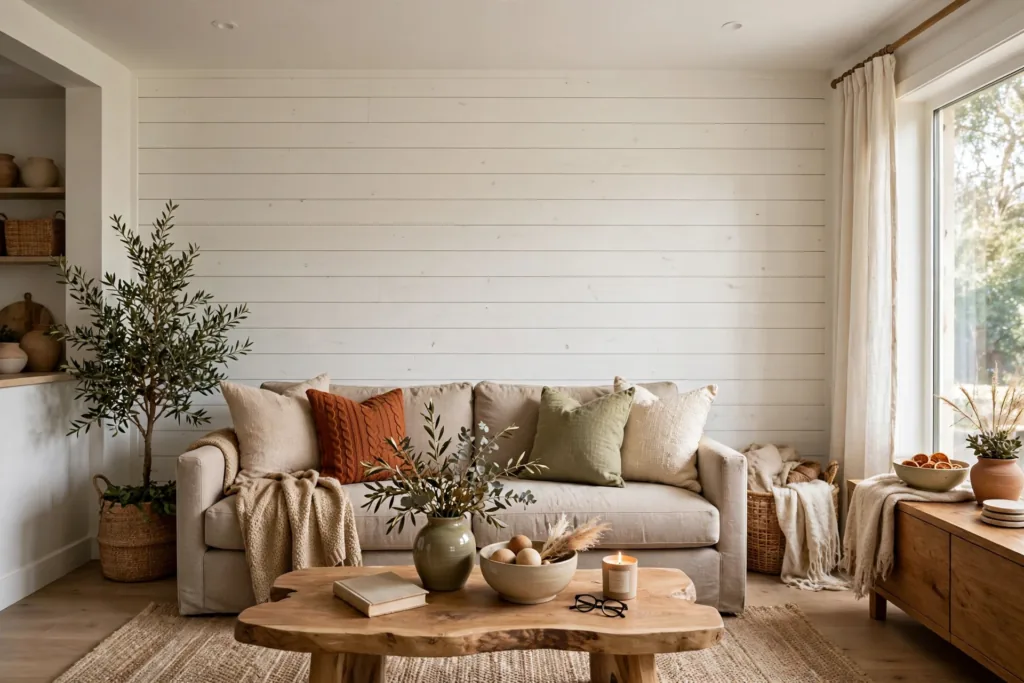 Shiplap or Wood Paneled Walls - cozy living room ideas