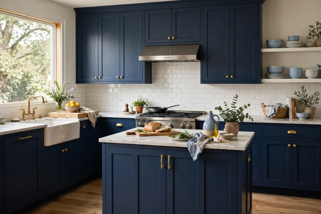 Navy Blue Shaker Cabinets - blue kitchen ideas