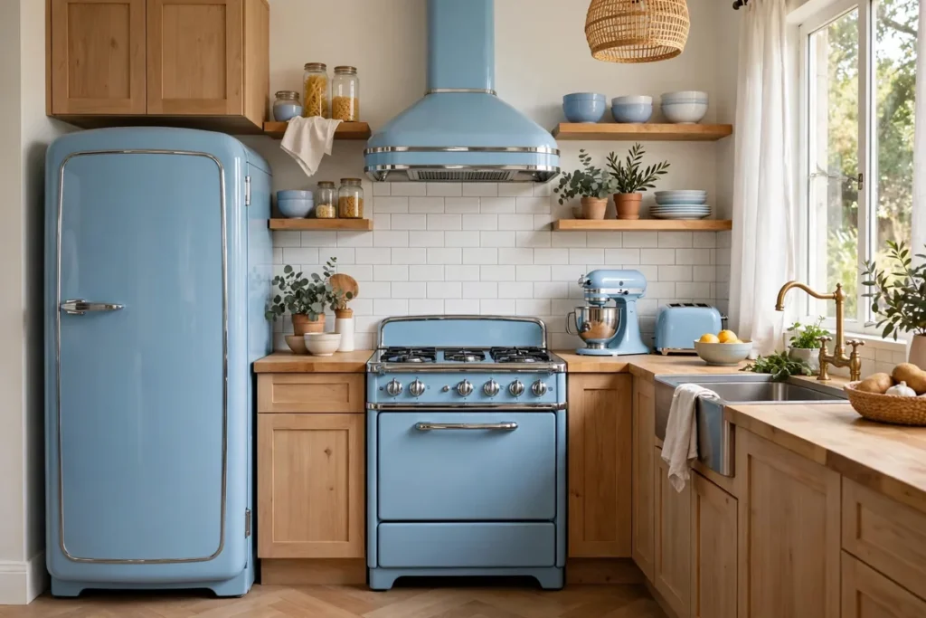 Powder Blue Retro Appliances - blue kitchen ideas