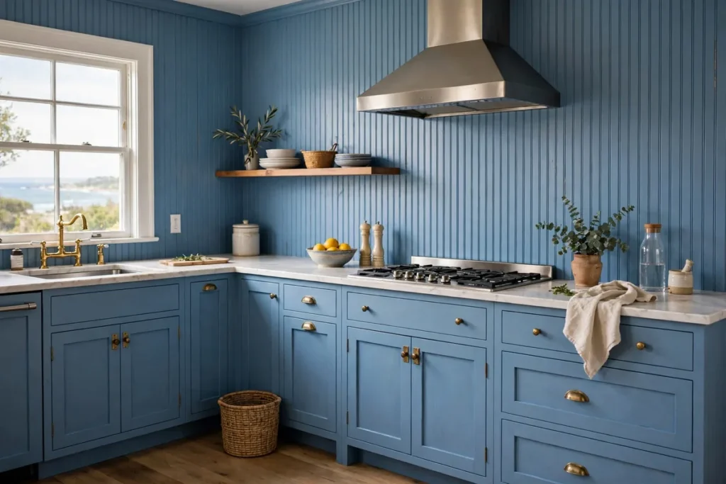 Coastal Blue Beadboard - blue kitchen ideas