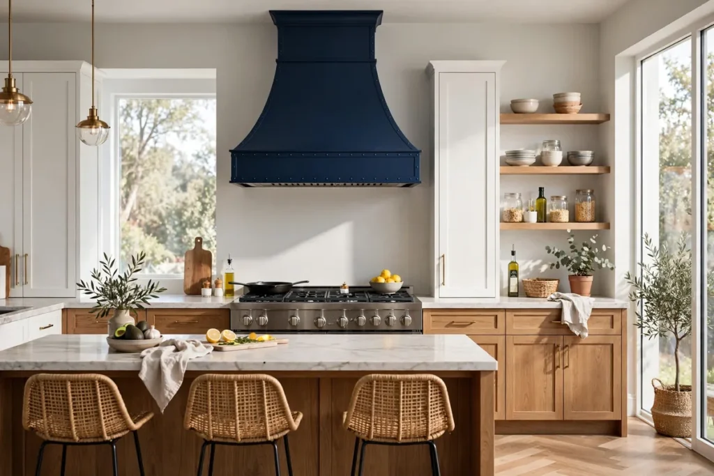 Midnight Blue Range Hood - blue kitchen ideas