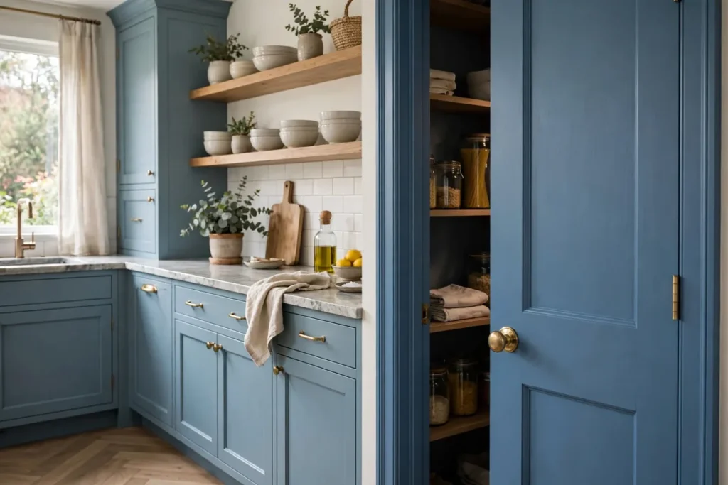 Blue Pantry Door - blue kitchen ideas