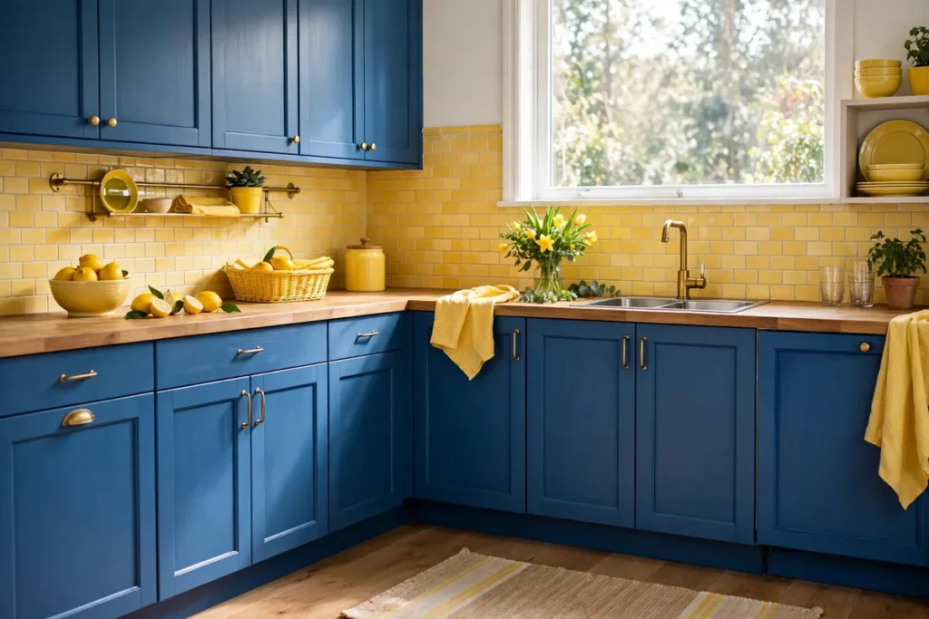 Blue and Yellow Kitchen Palette - blue kitchen ideas