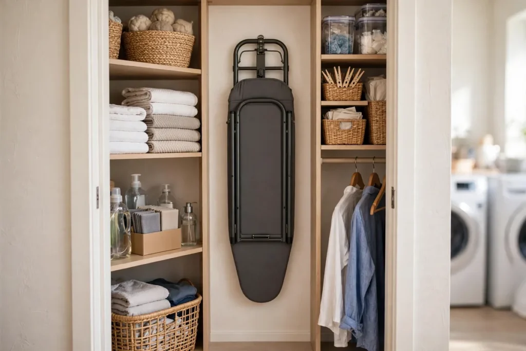 Wall-Mounted Ironing Board - laundry closet ideas