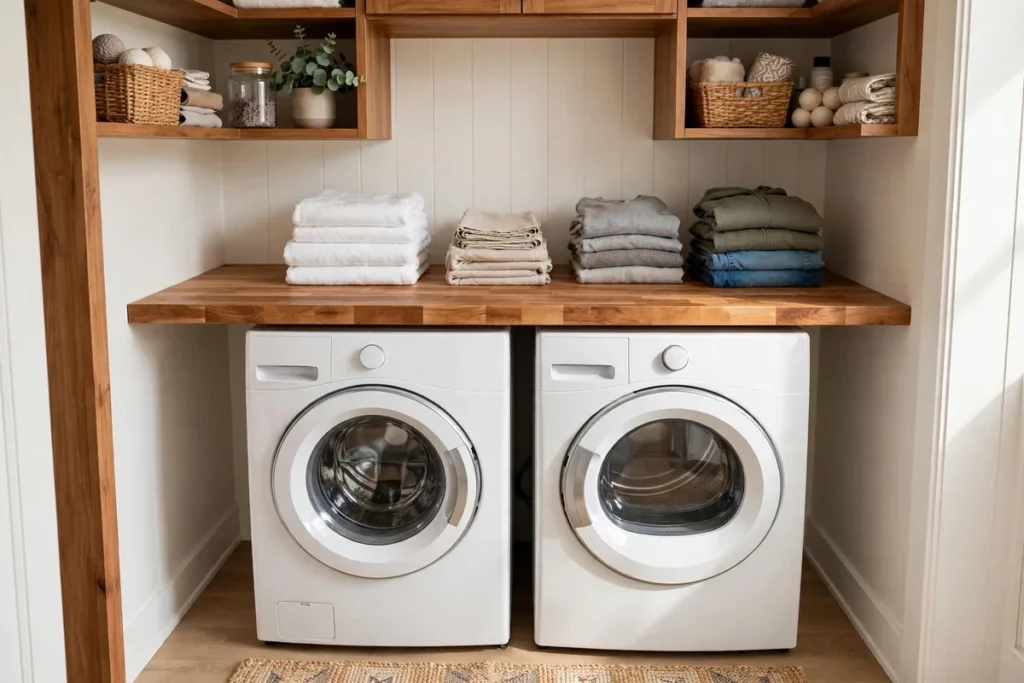 Wood Butcher Block Countertop - laundry closet ideas