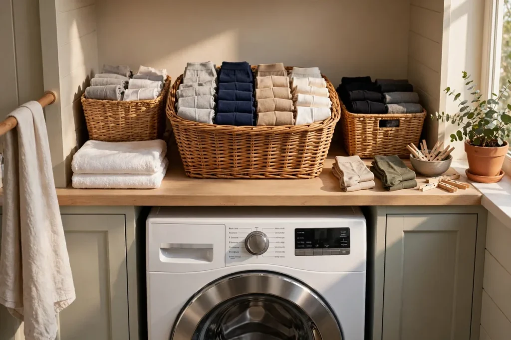 Sock Sorting Basket - laundry closet ideas