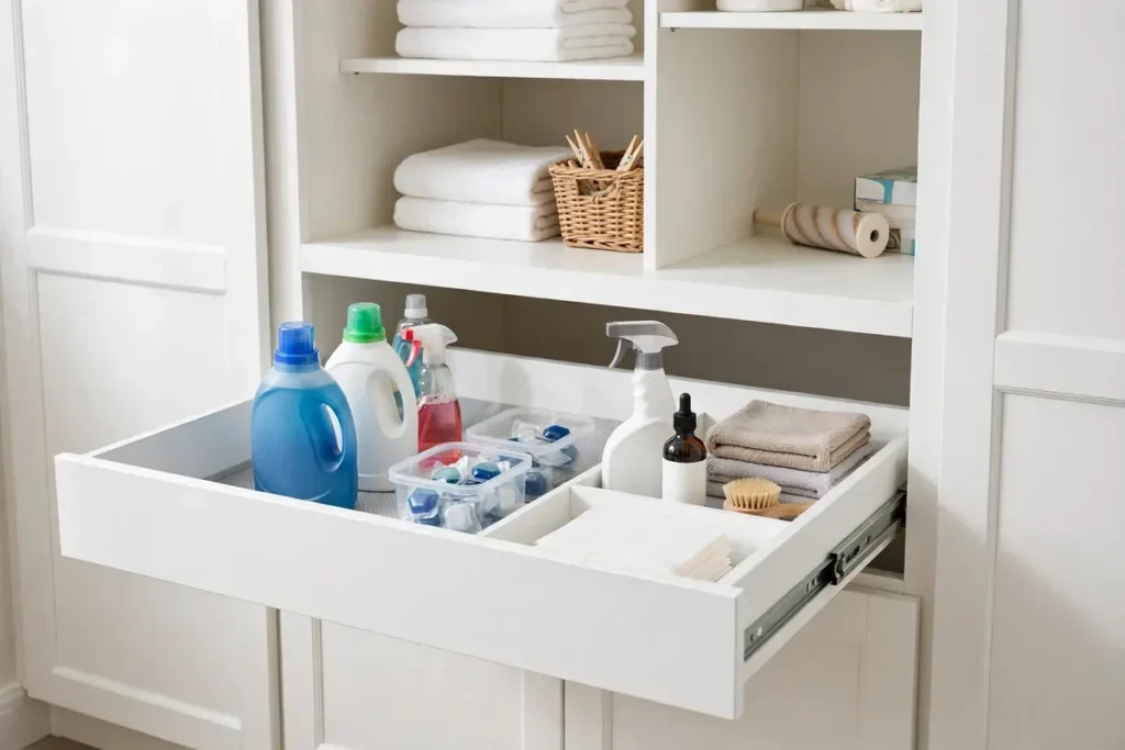 Sliding Detergent Drawer - laundry closet ideas