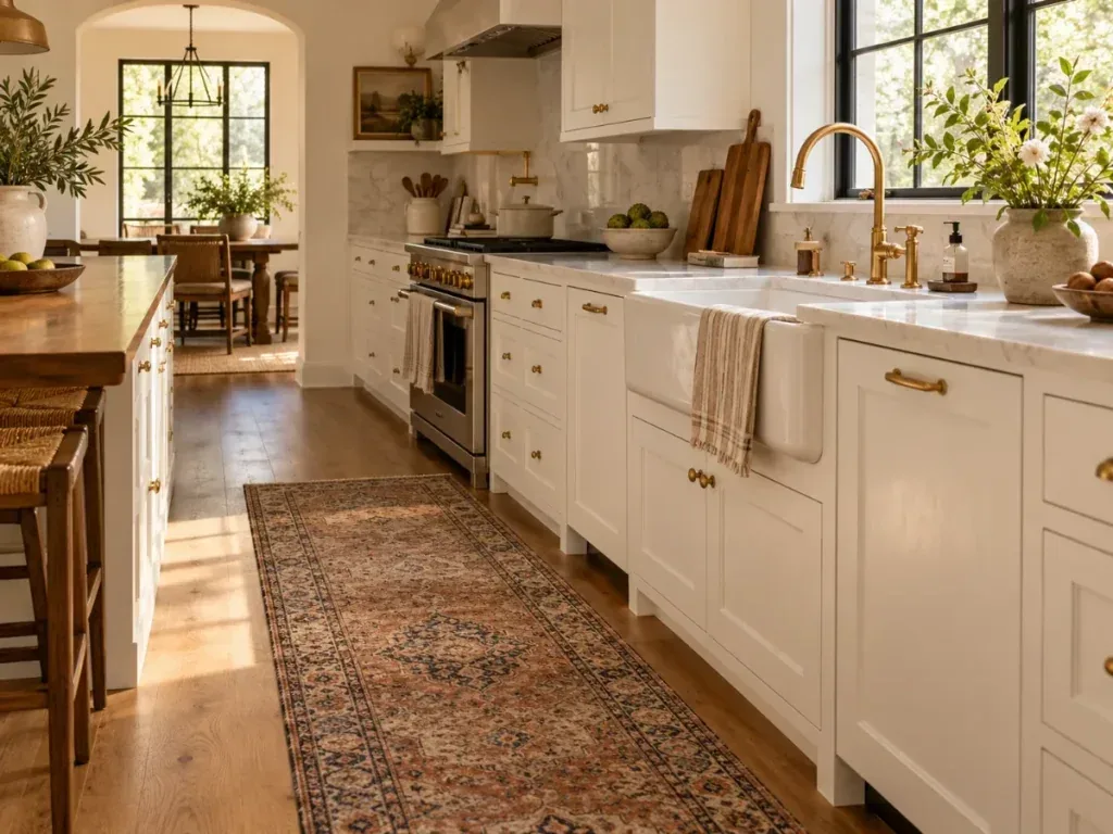 Vintage Rug in the Kitchen - modern farmhouse kitchen ideas
