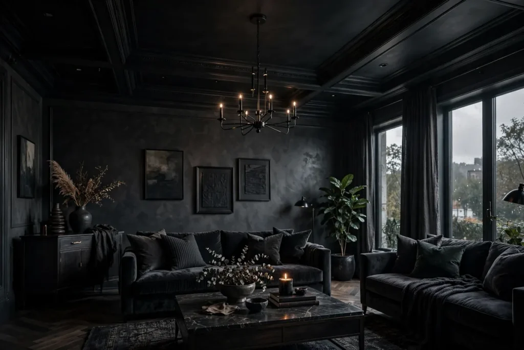 Dark Ceiling Paint - moody living room ideas
