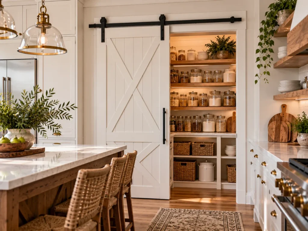 Barn Door Pantry - modern farmhouse kitchen ideas