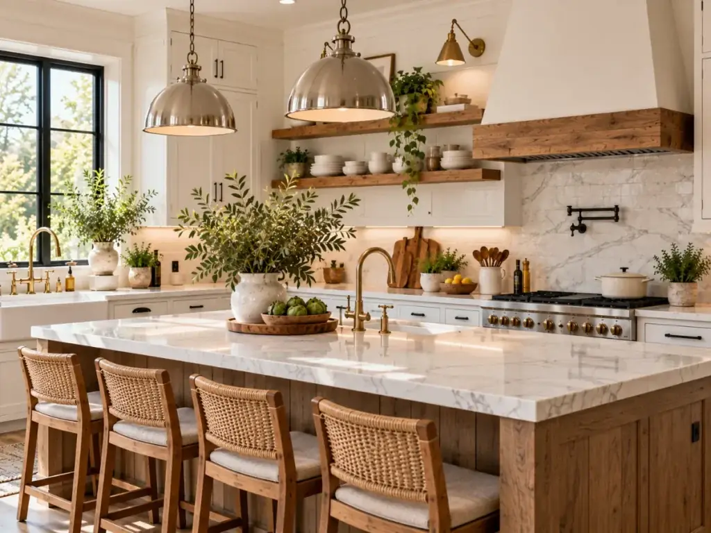 Mixed Metal Finishes - modern farmhouse kitchen ideas
